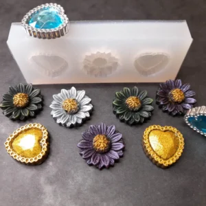 Cœur strass et fleur pâquerette