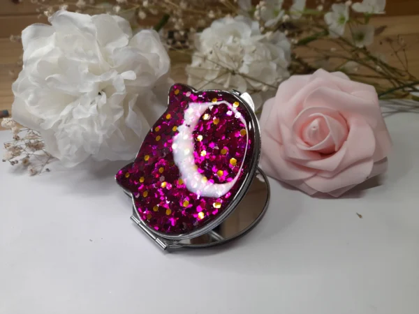 miroir tete de chat pailleté rose