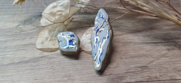 Broche-barrette Bleu/or Collection "Nuances" – Image 2