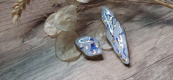 Broche-barrette Bleu/or Collection "Nuances" – Image 4