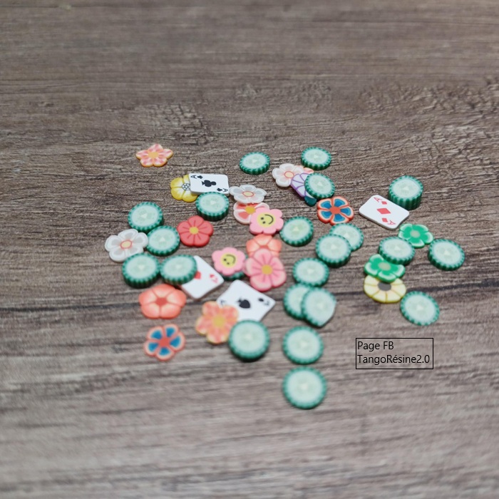 Sachet de 40 Tranches Concombre & Fleurs en Polymère