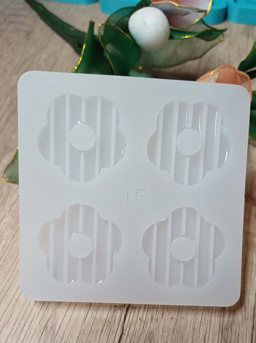 Moule silicone Fleurs "Picasso" Rayures. 30mm