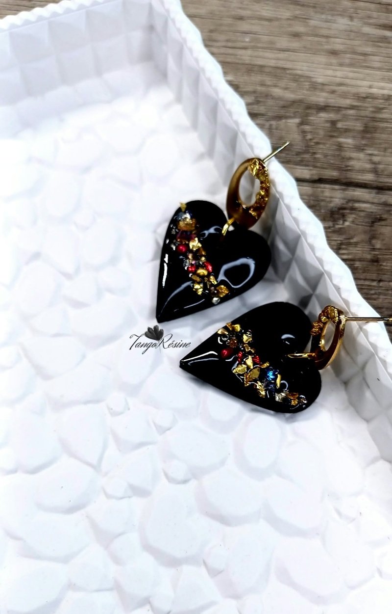 Boucles d'oreilles Cœurs en fragments – Image 3